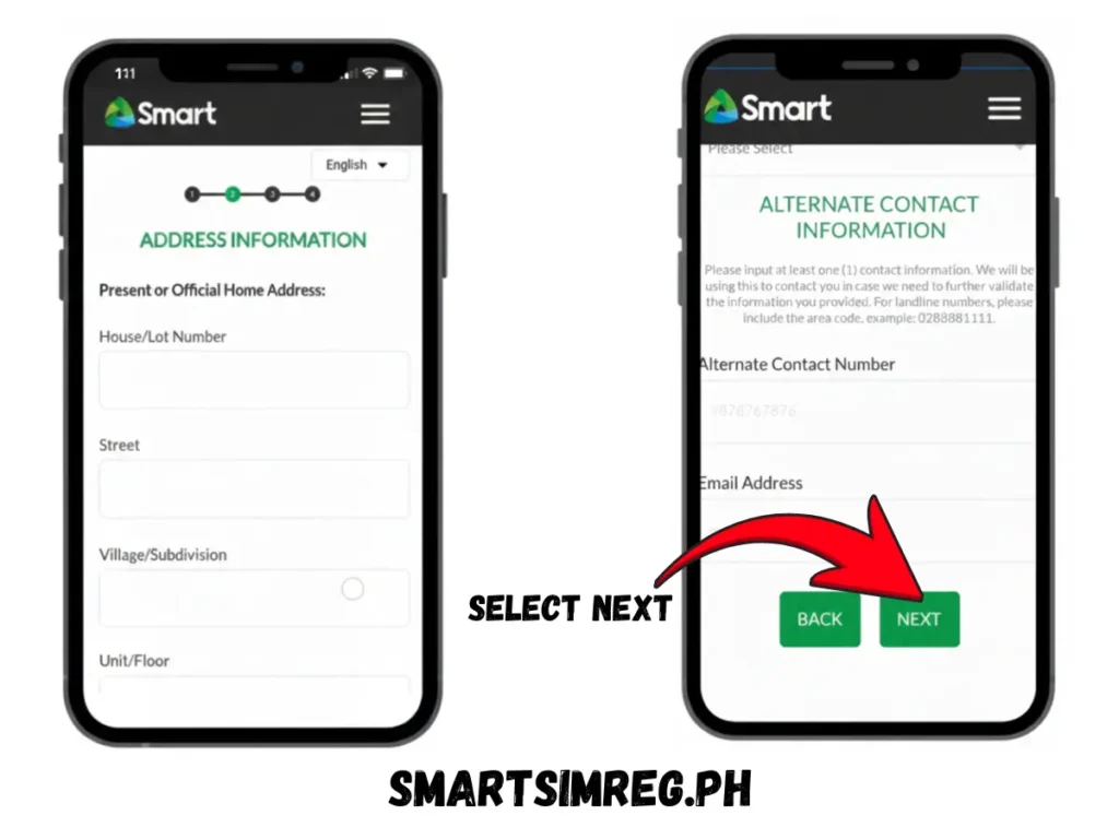 fill in the address information