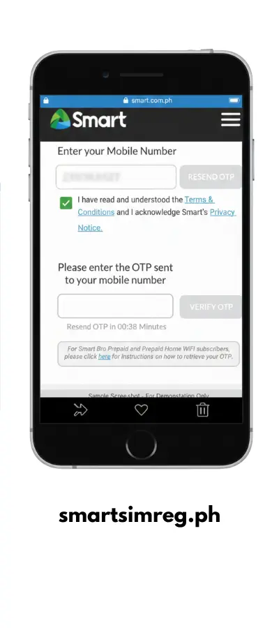 Sign up by using your Smart mobile number