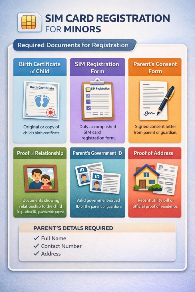 SIM card registration requirements for minors