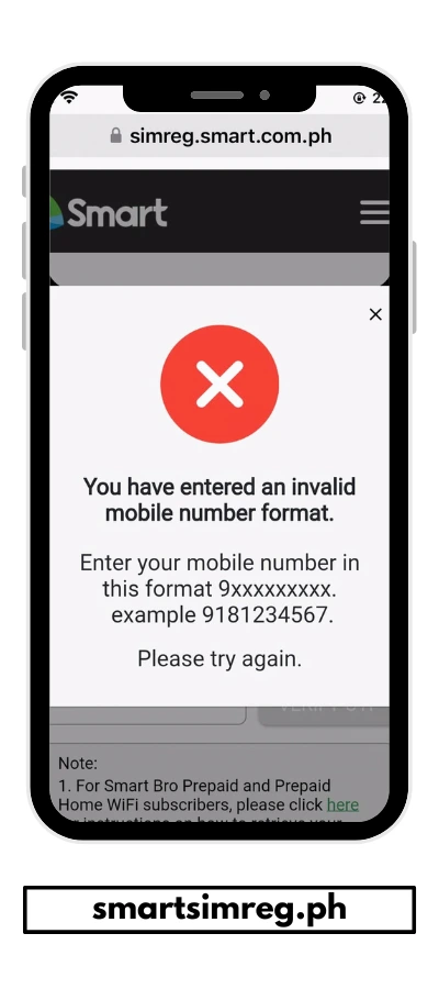 Invalid Mobile Number photo