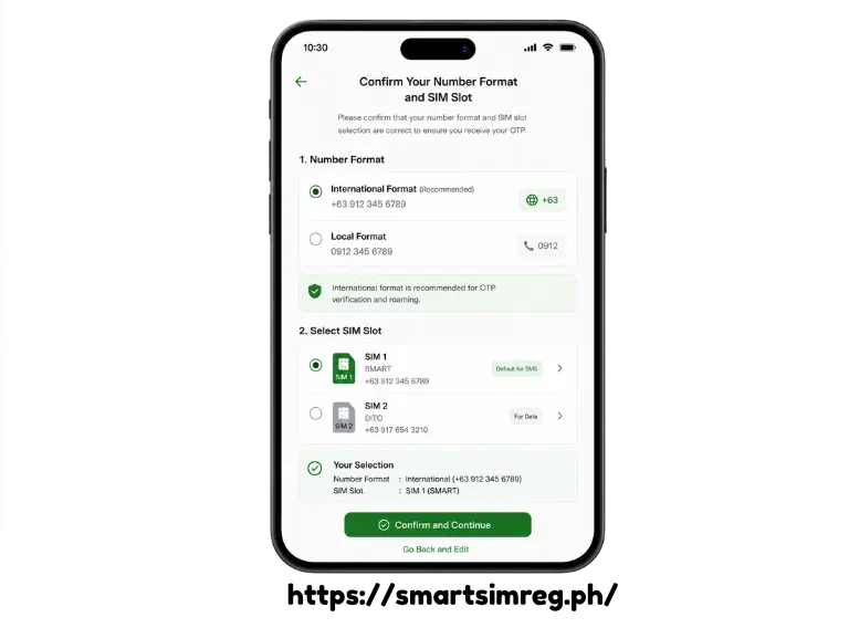 Confirm Your Number Format and SIM Slot